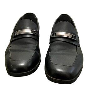CALVIN KLEIN -BLACK MENS SLIP ON LEATHER UPPER DRESS SHOES SIZE 11